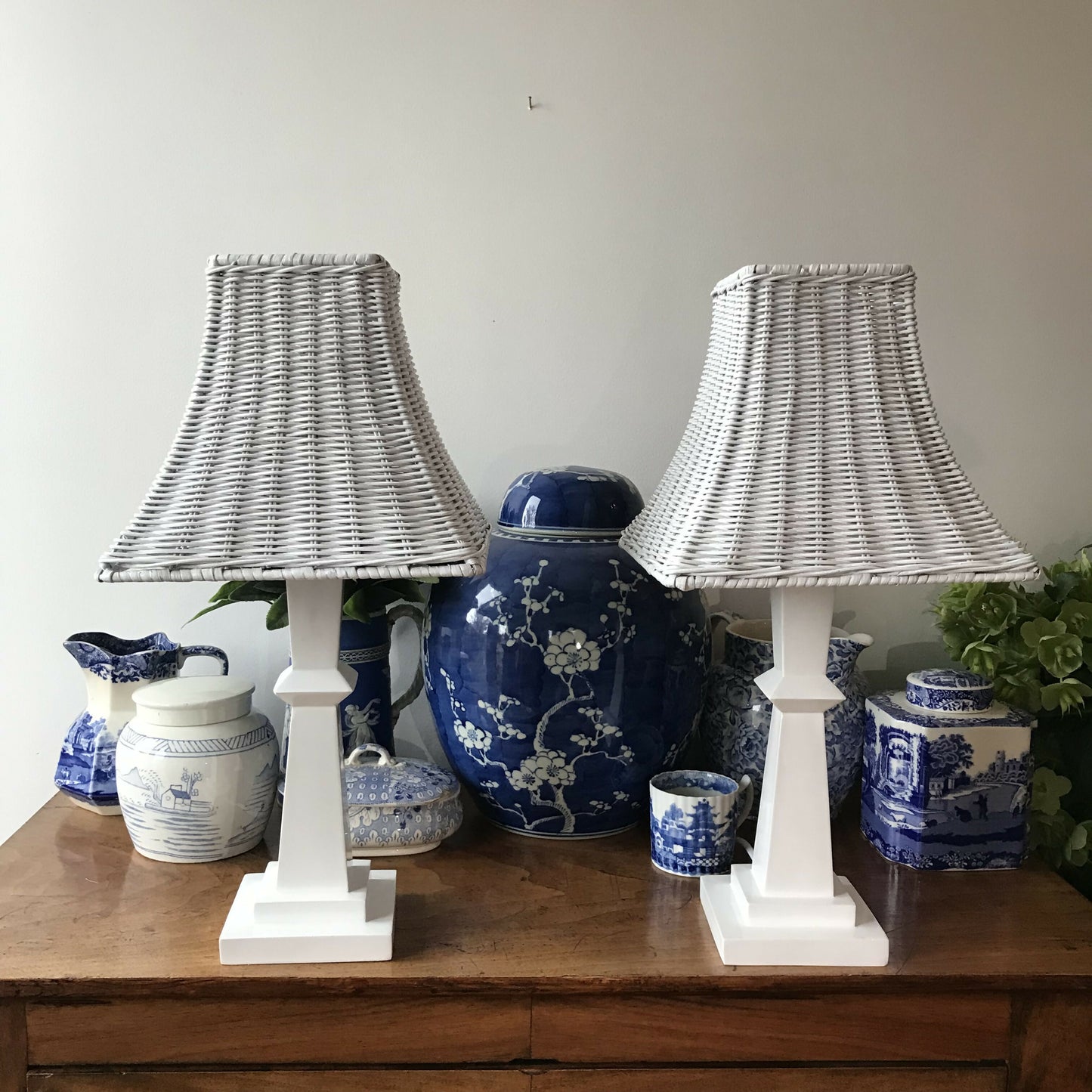 White Rattan Lamps