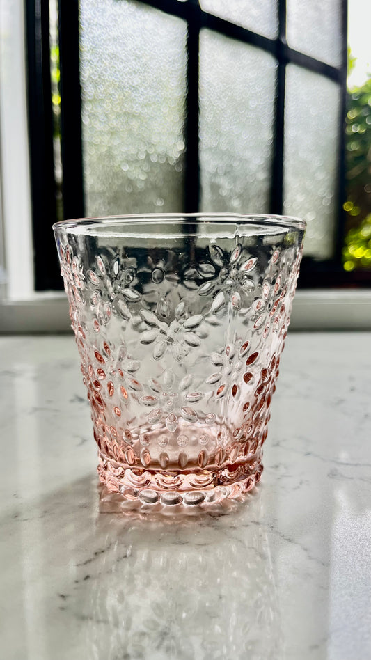 Pink glass tumblers set of 4