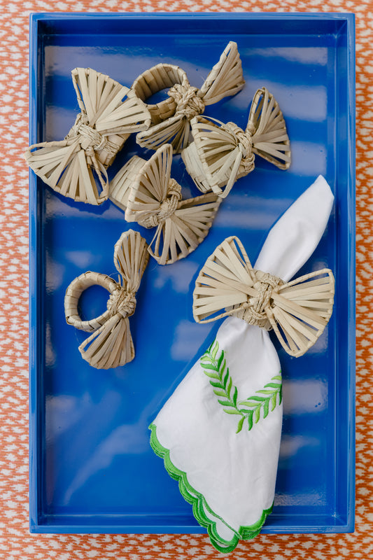 Woven Seagrass Bow Napkin Rings Set of 6