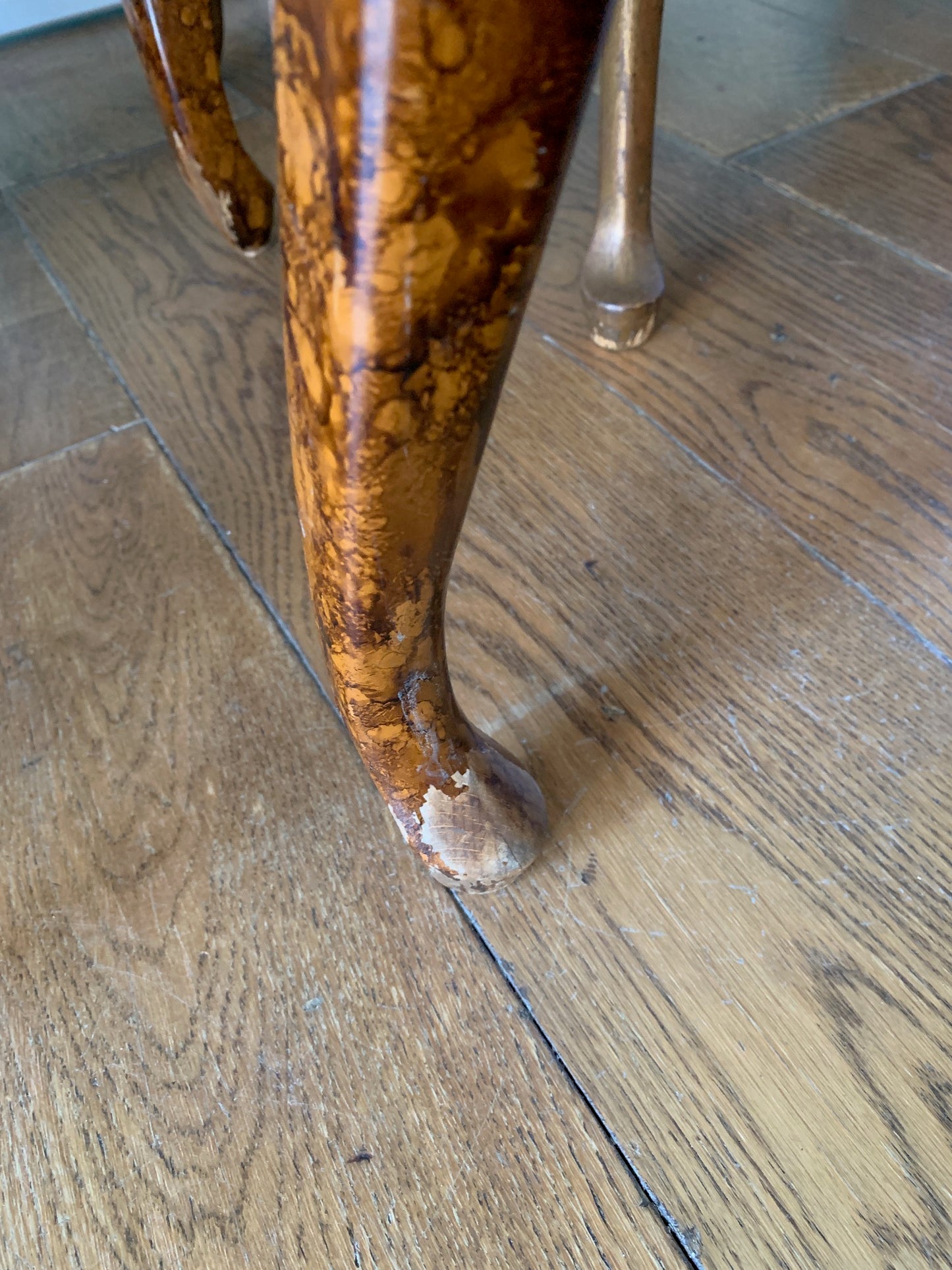 Set of 4 Vintage Faux Burlwood Finish Chairs