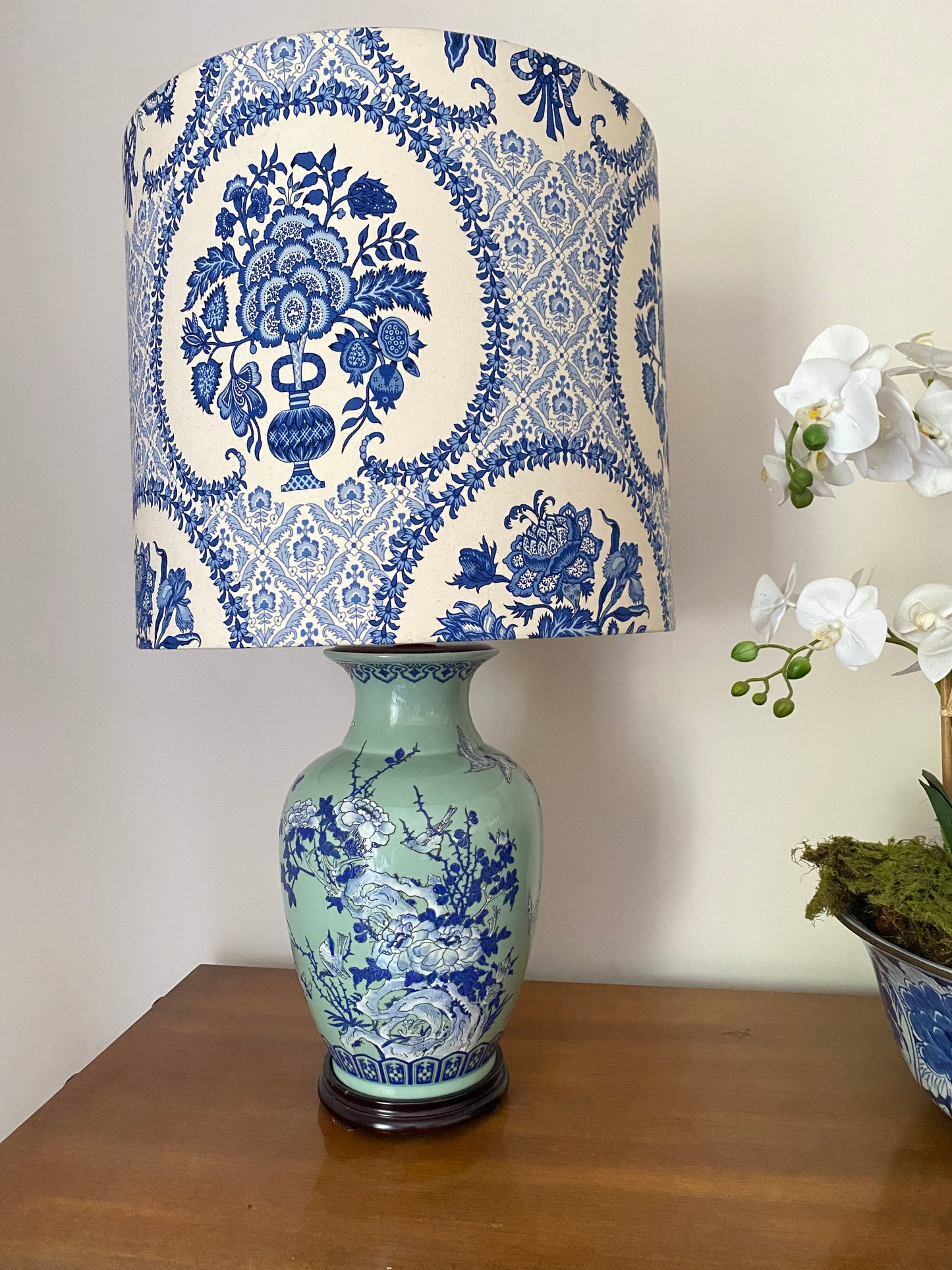 Green & Blue Chinoiserie Lamp Base