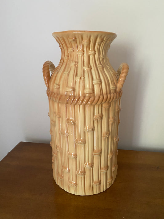 Large Faux Bamboo Ceramic Vase