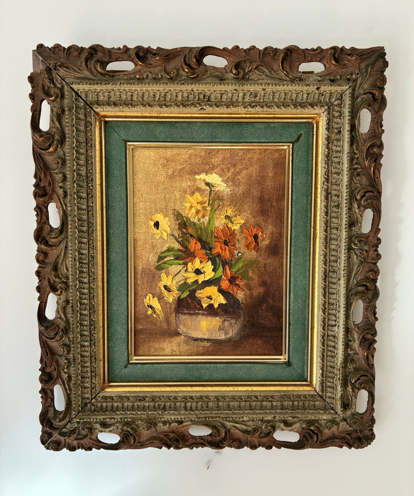 Floral Still Life in Antique Frame