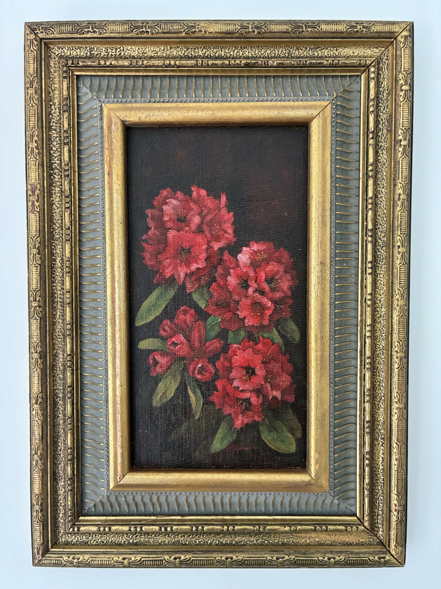 Rhododendrons in vintage gilt frame