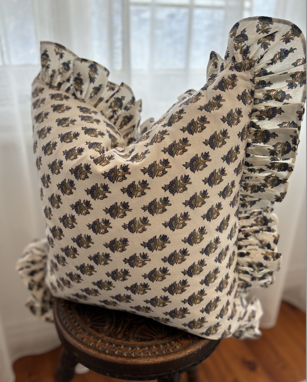 Block Print Frill Cushion