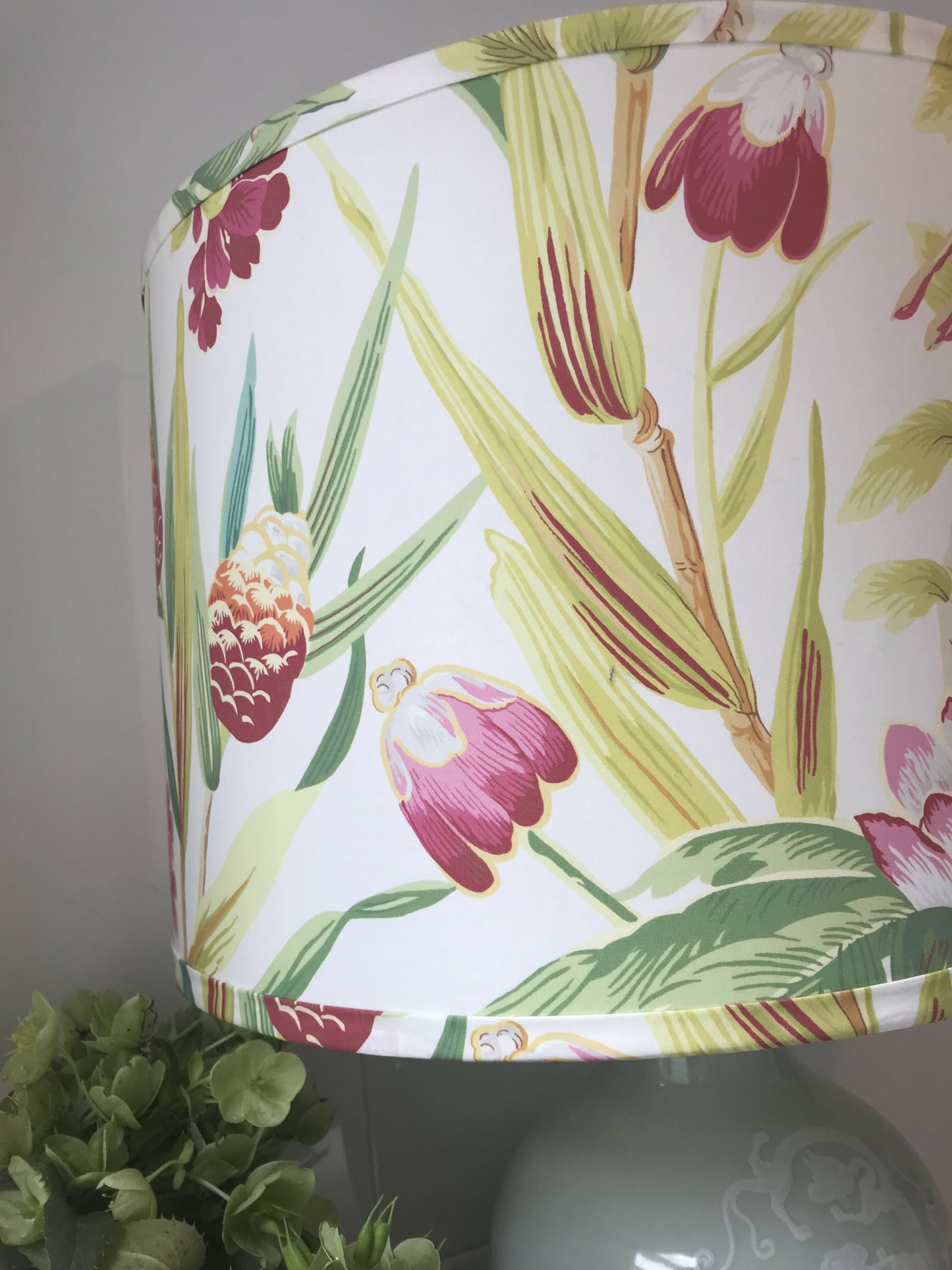 Large Celadon Lamp, Schumacher Shade