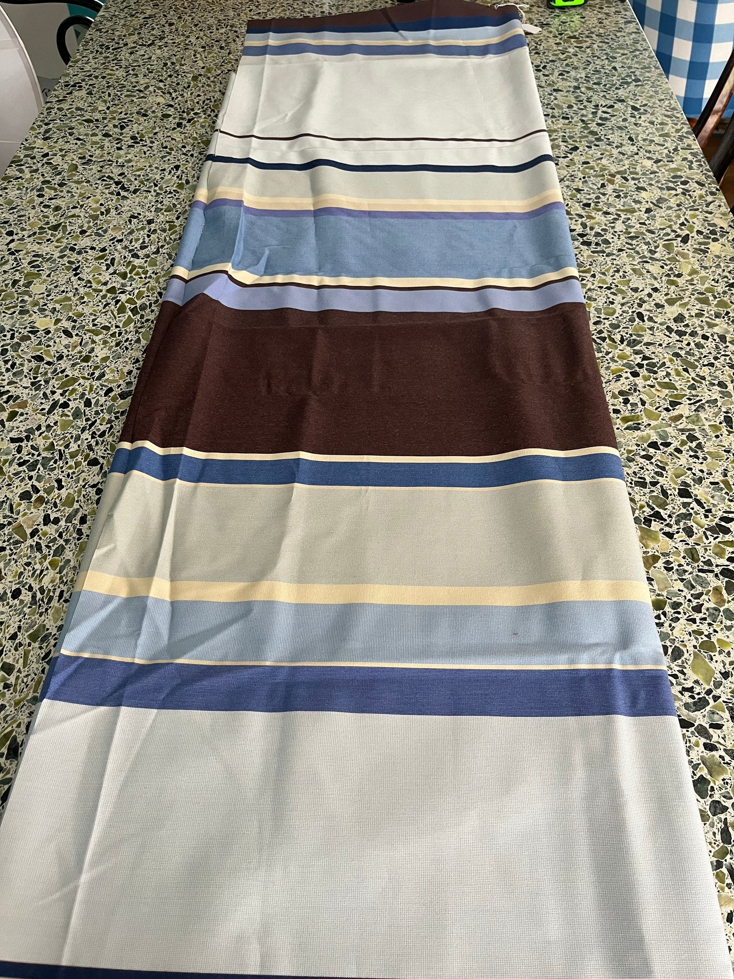 Blue stripe fabric remnant
