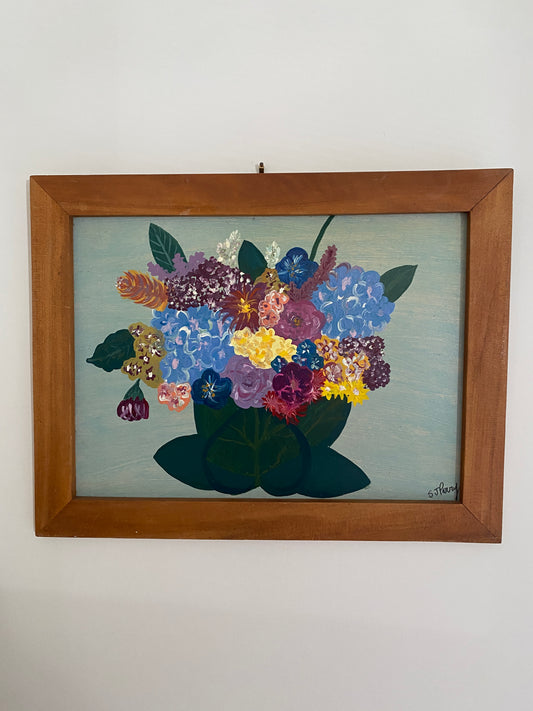 Vintage Painting of Bright Flowers