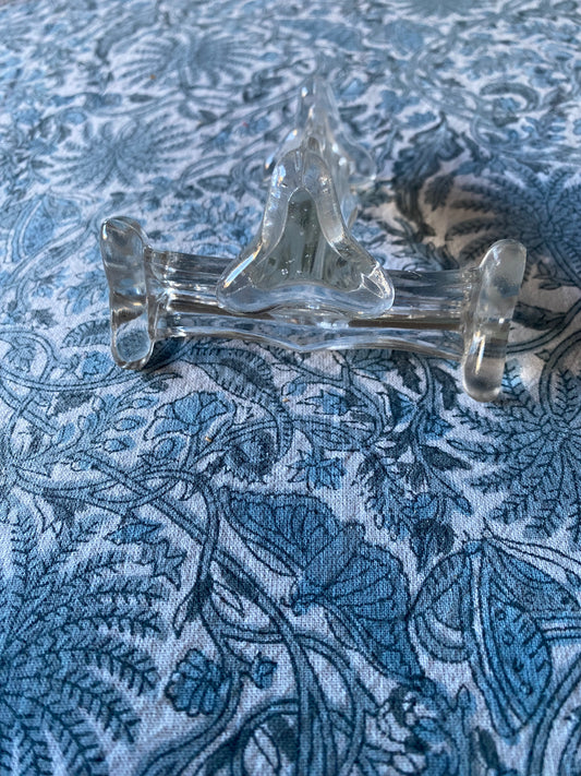 Pair Vintage Crystal Spoon Rests