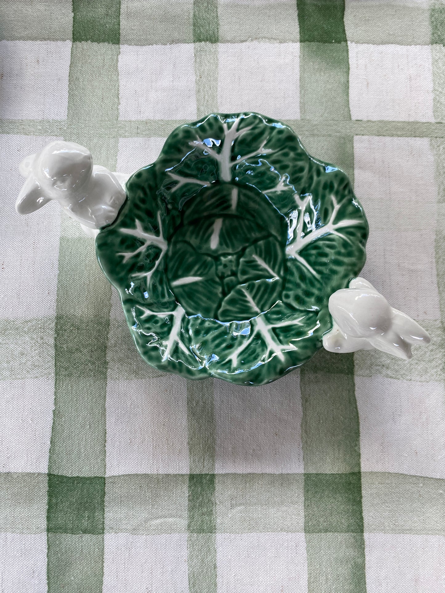 Small green cabbage bowls with bunny's