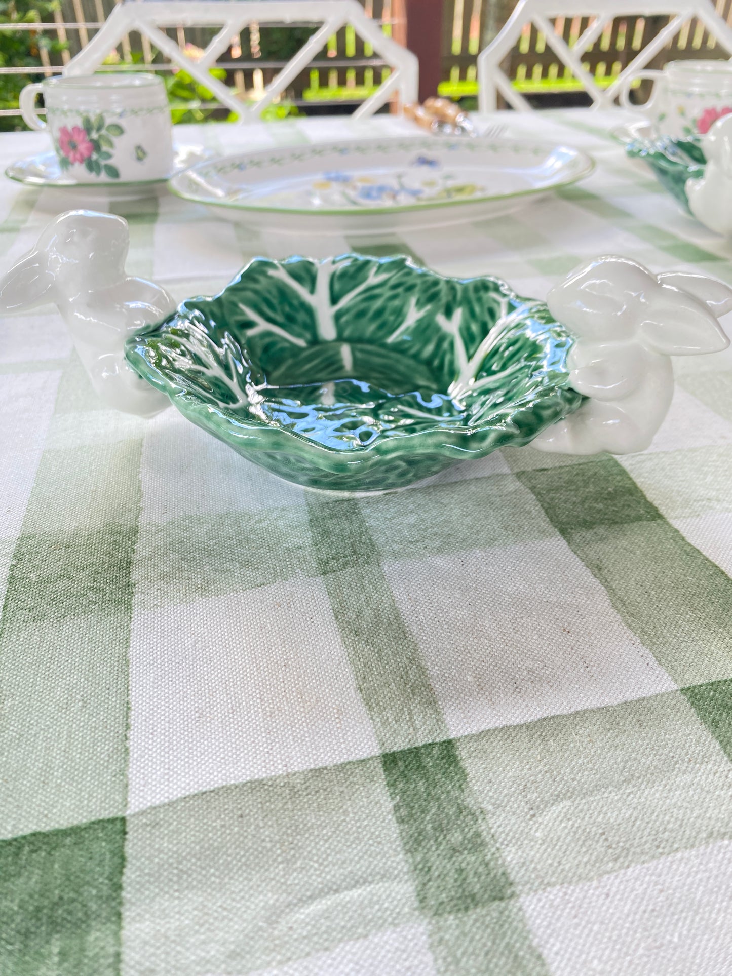 Small green cabbage bowls with bunny's