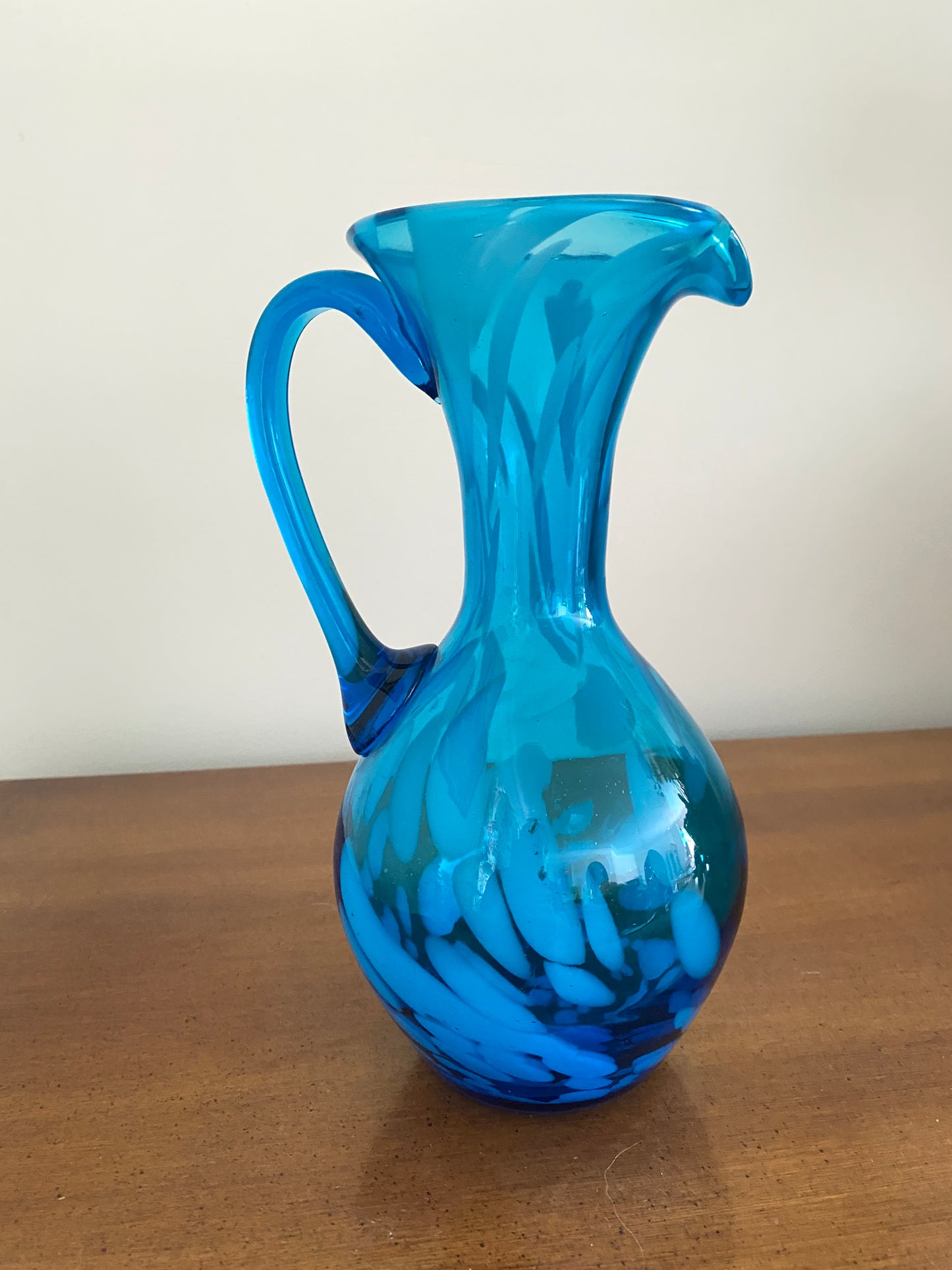 Vintage Blue Swirl Venetian Glass Jug