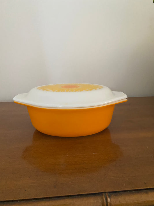 Vintage Pyrex Sunflower Lidded Dish