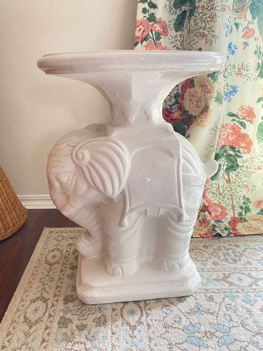 Vintage Ceramic Chinoiserie Elephant Stand
