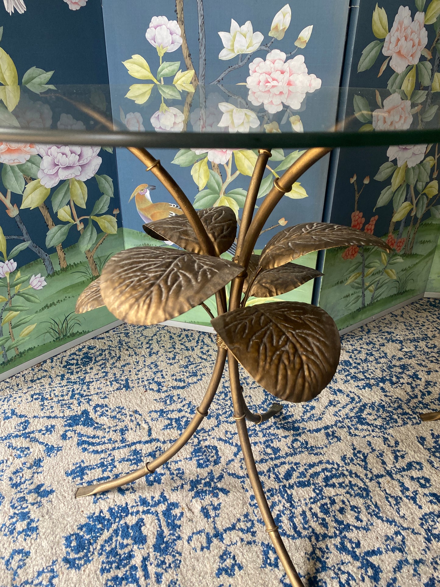 Pair of Gold Palm Side Tables