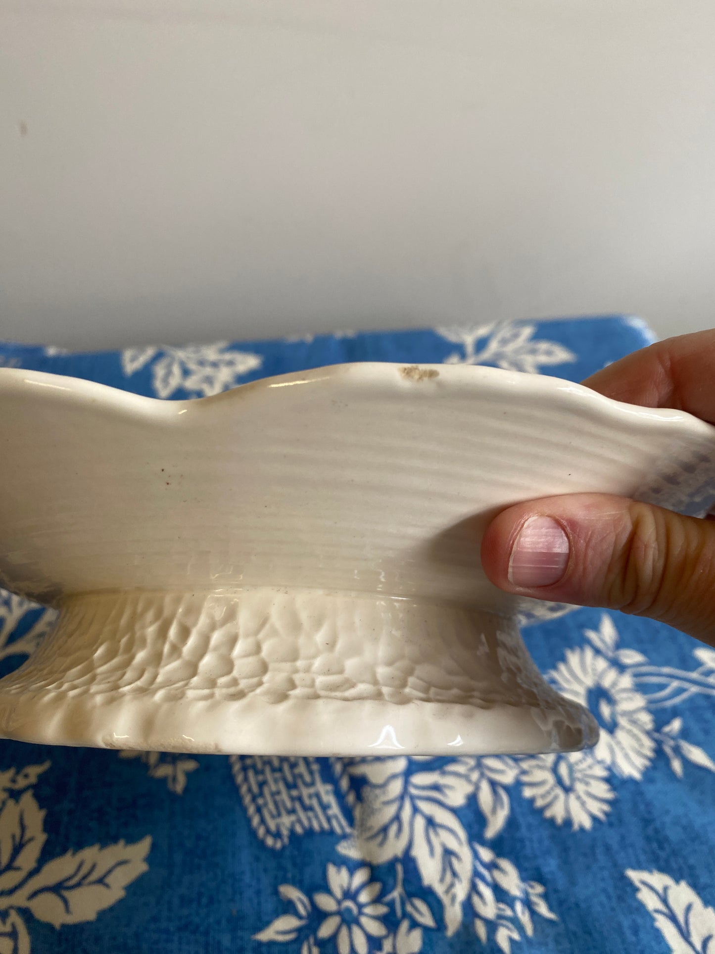Vintage White Shorter & Sons Footed Cabbage Plate
