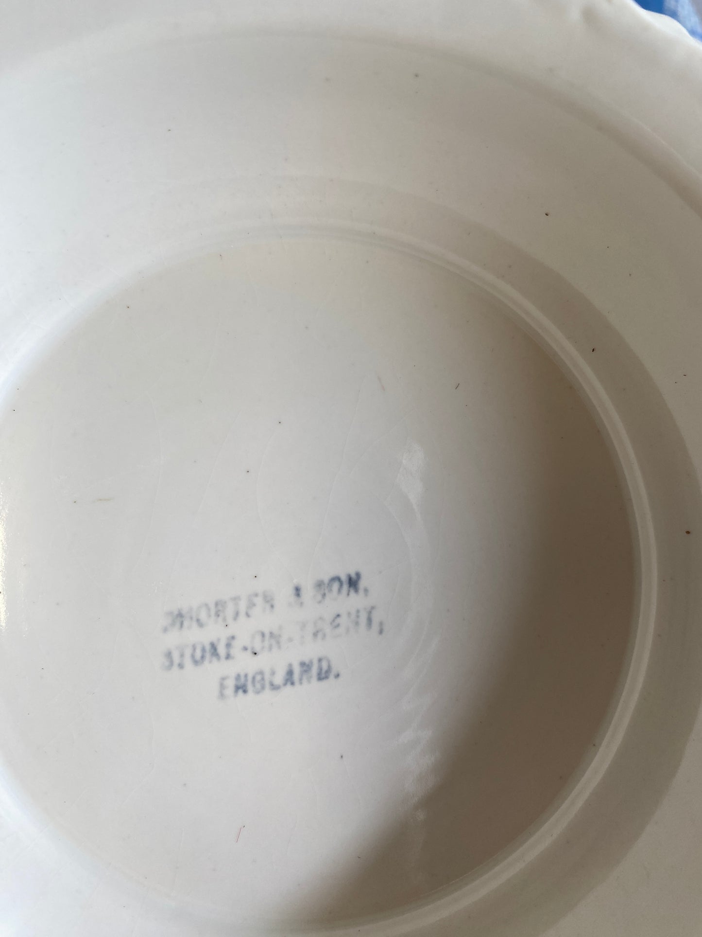 Vintage White Shorter & Sons Footed Cabbage Plate