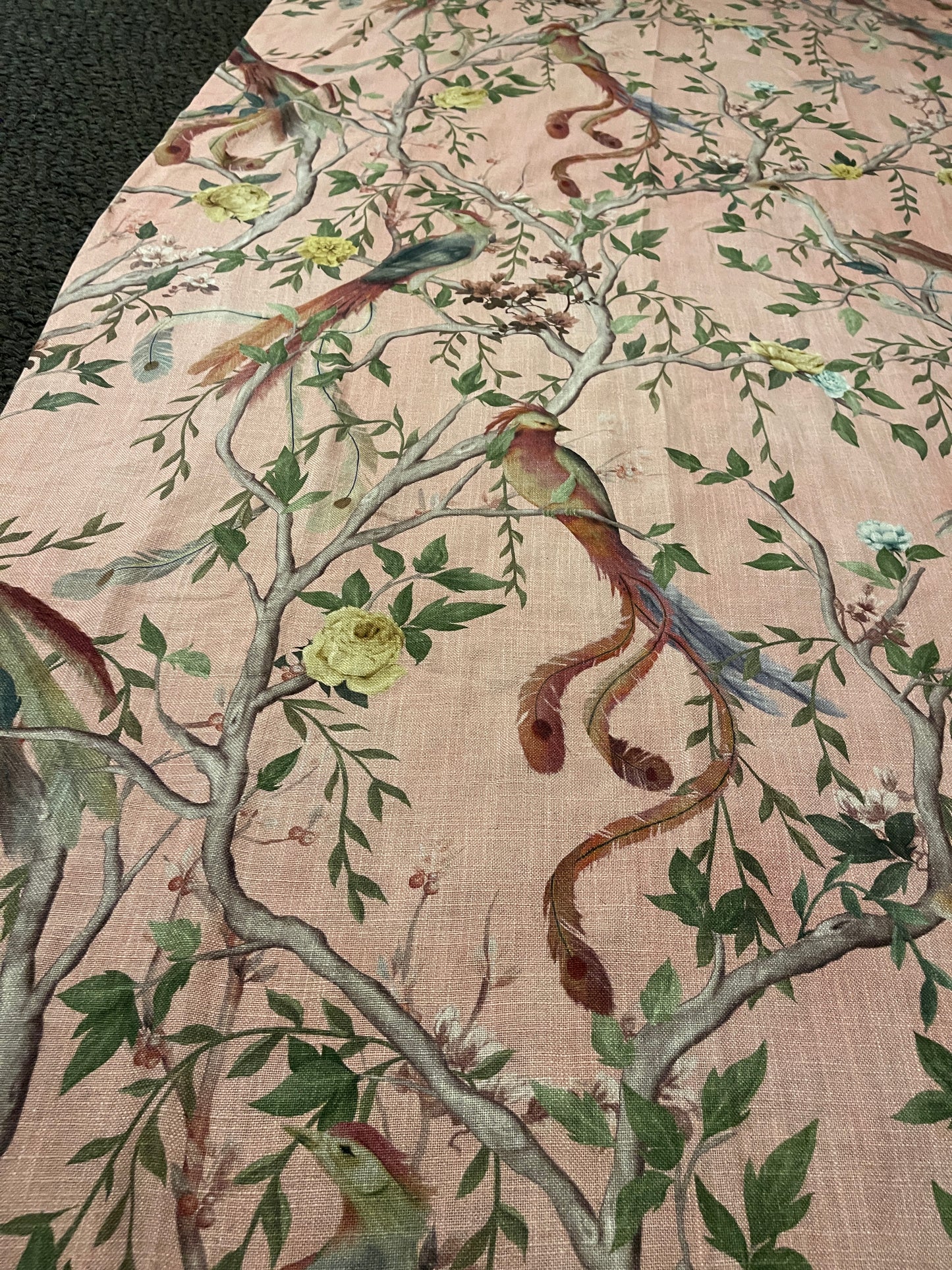 2 x 2.9m long Chivasso bird fabric drops
