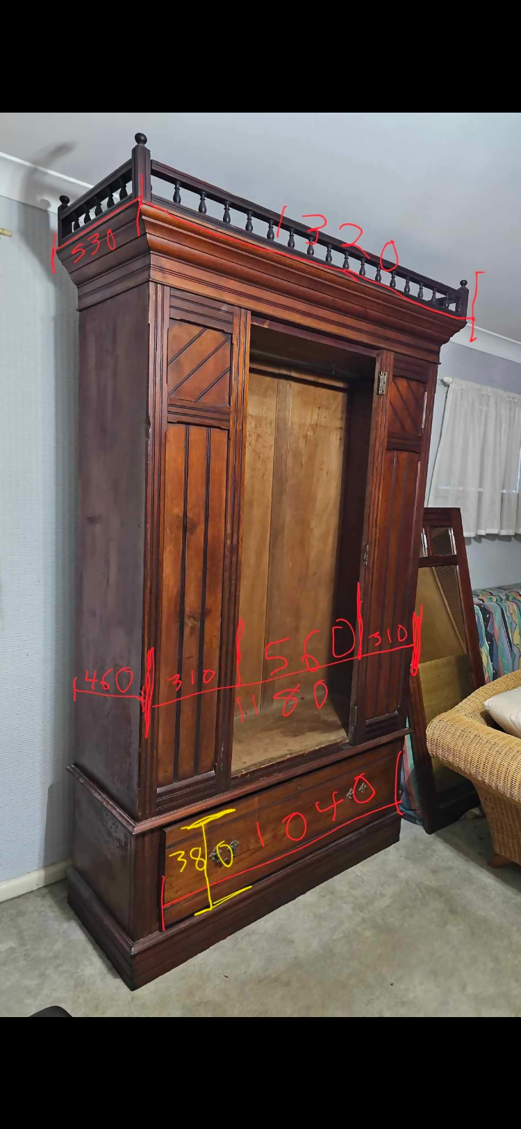 Circa 1890c Australian Red Cedar Wardrobe