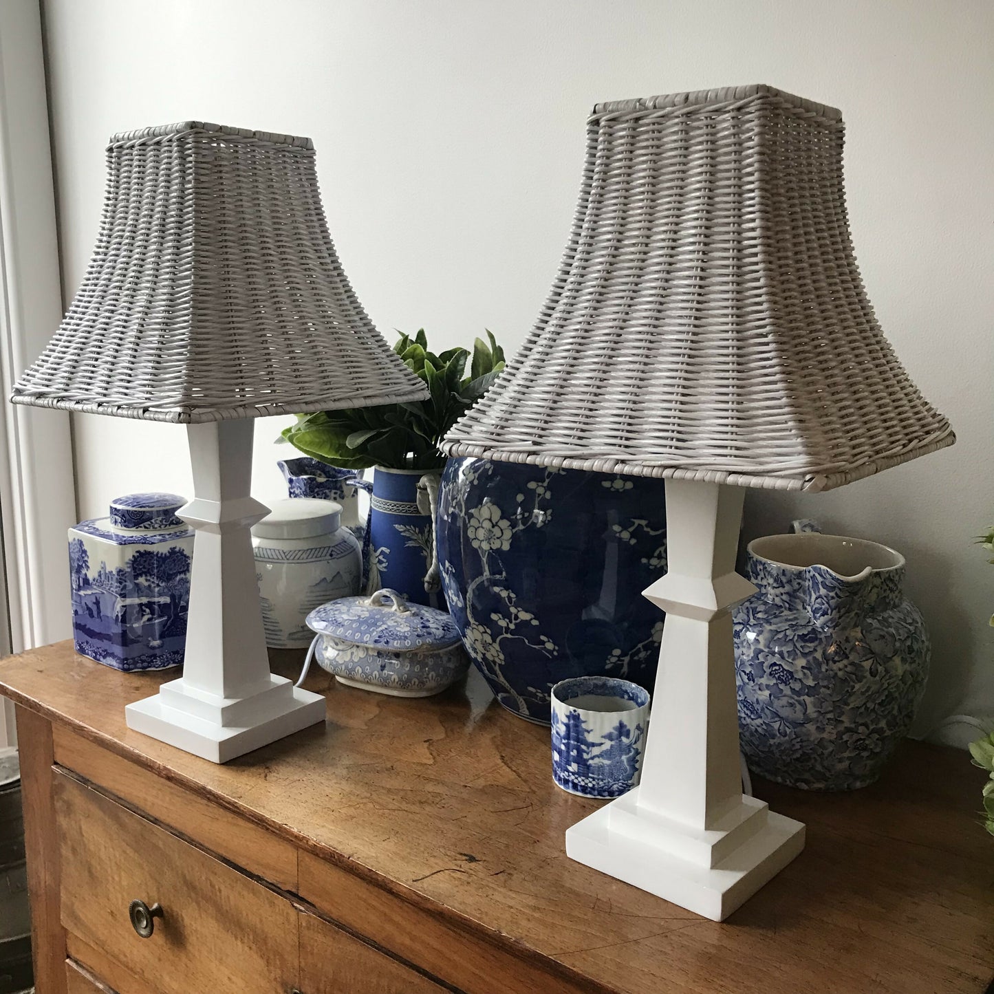 White Rattan Lamps