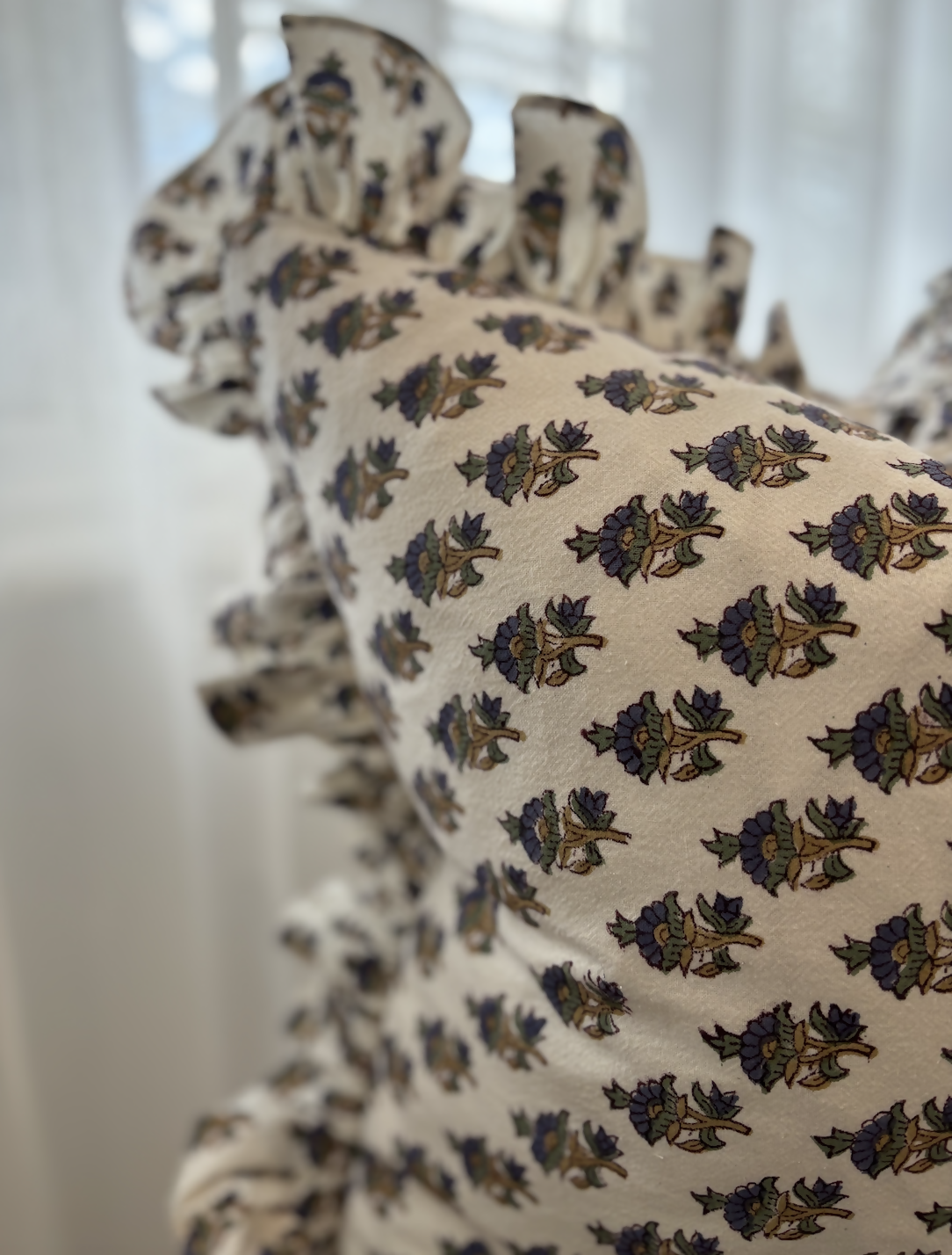 Block Print Frill Cushion