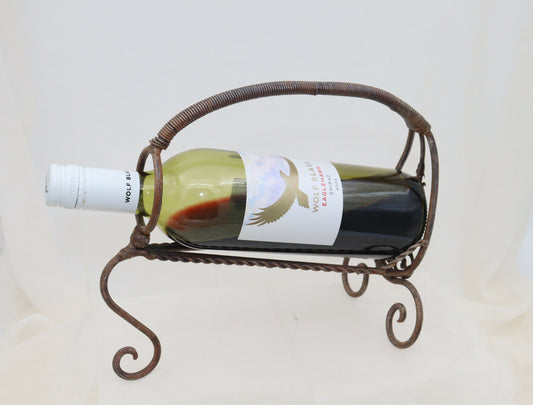 French wrought iron wine bottle holder