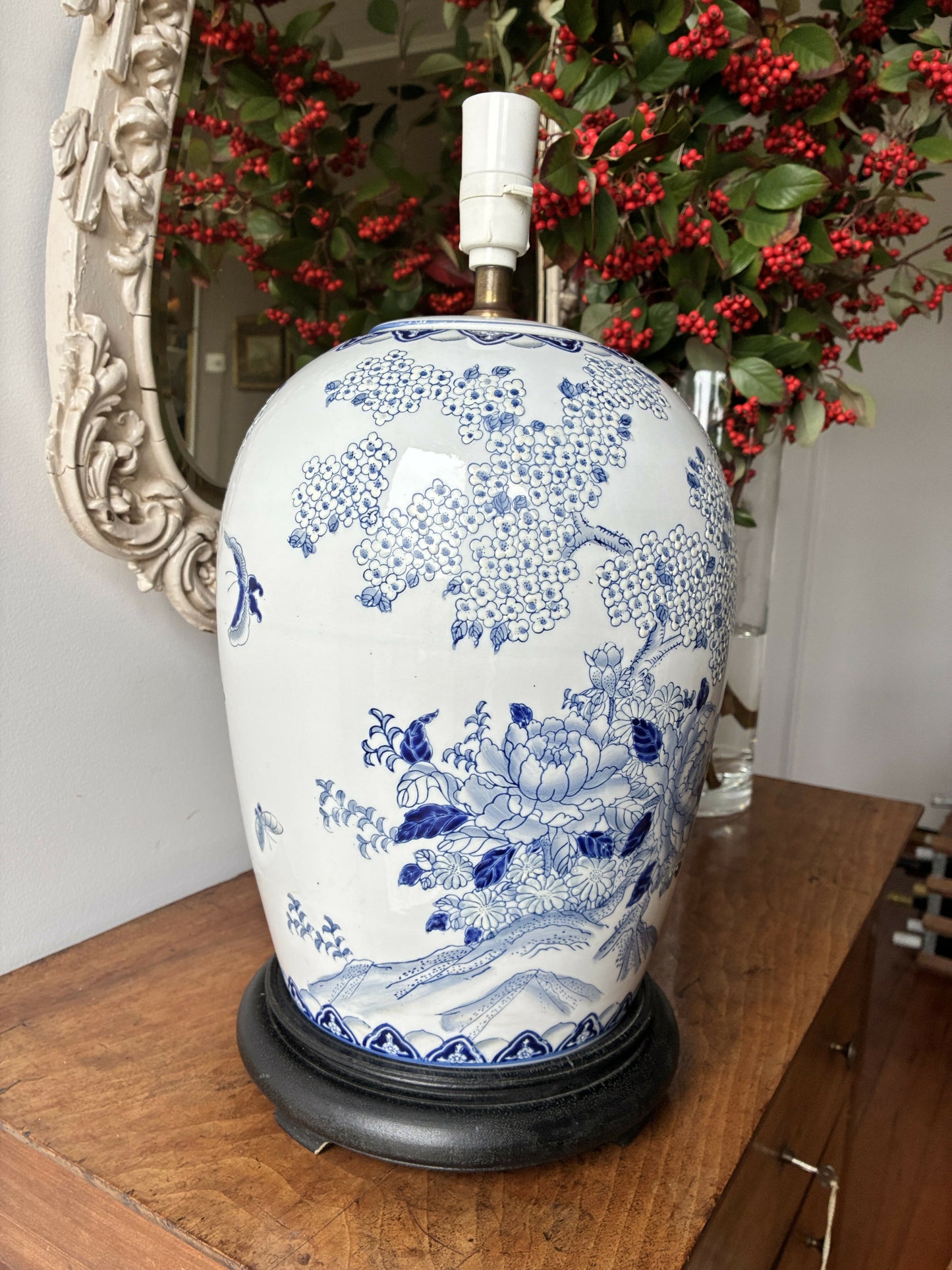 Large Blue and White Chinoiserie Lampbase