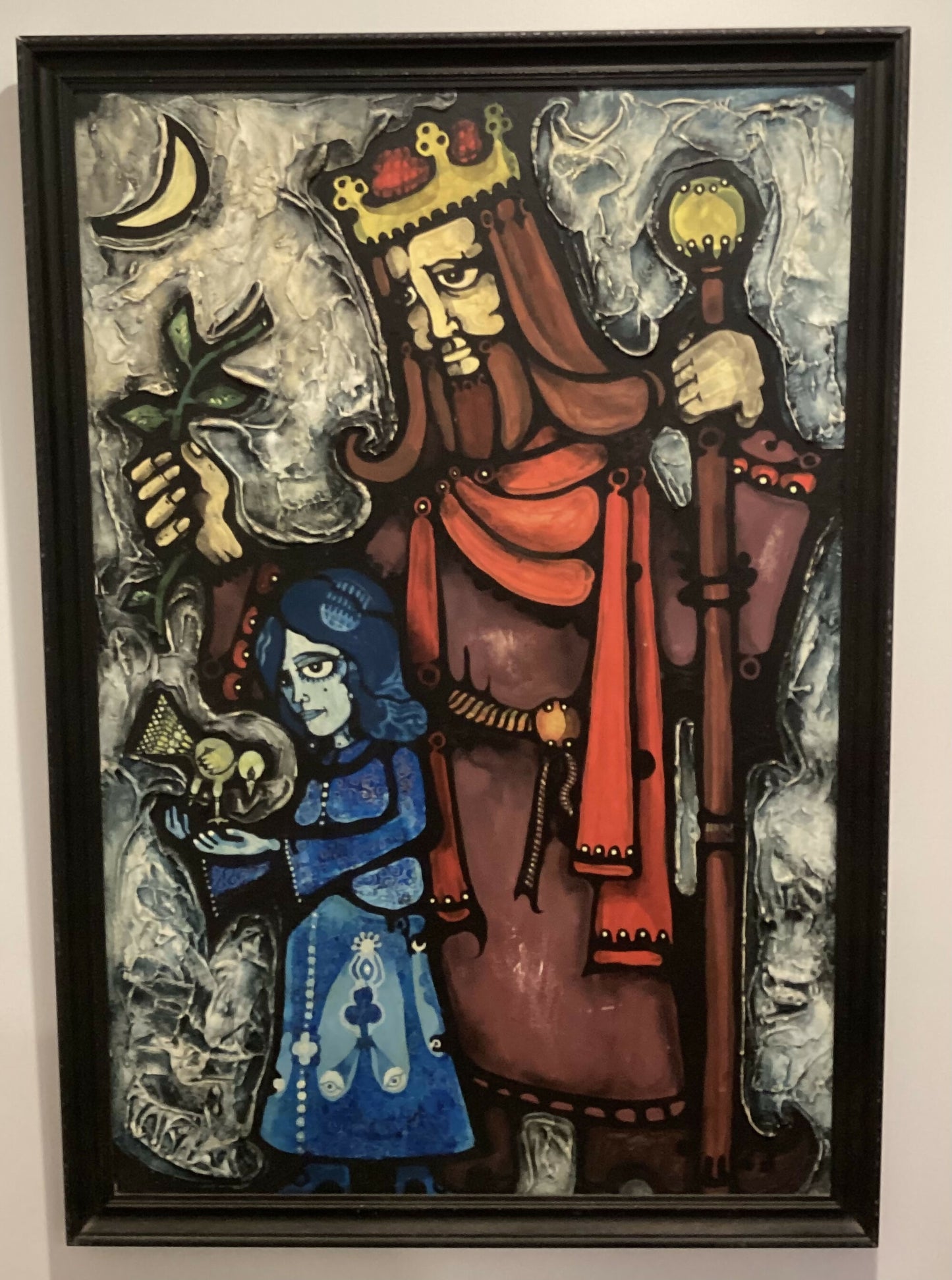 Oil and plaster painting, “The King and Blue Child” 68cm x 98cm