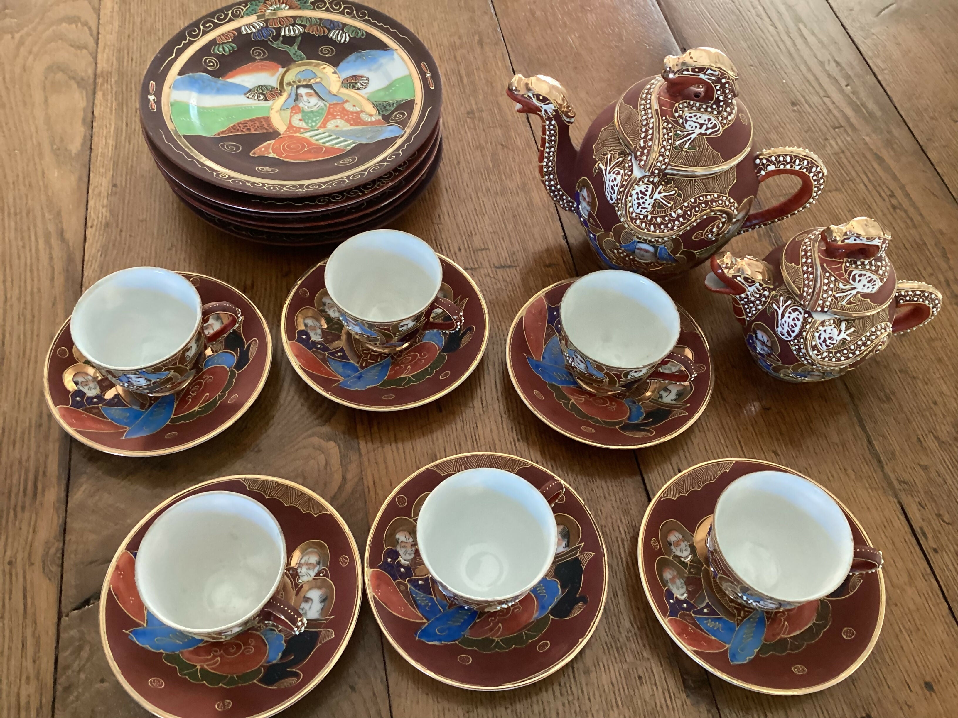 12 piece hotsell set Satsuma Moriage tea set Dragonware