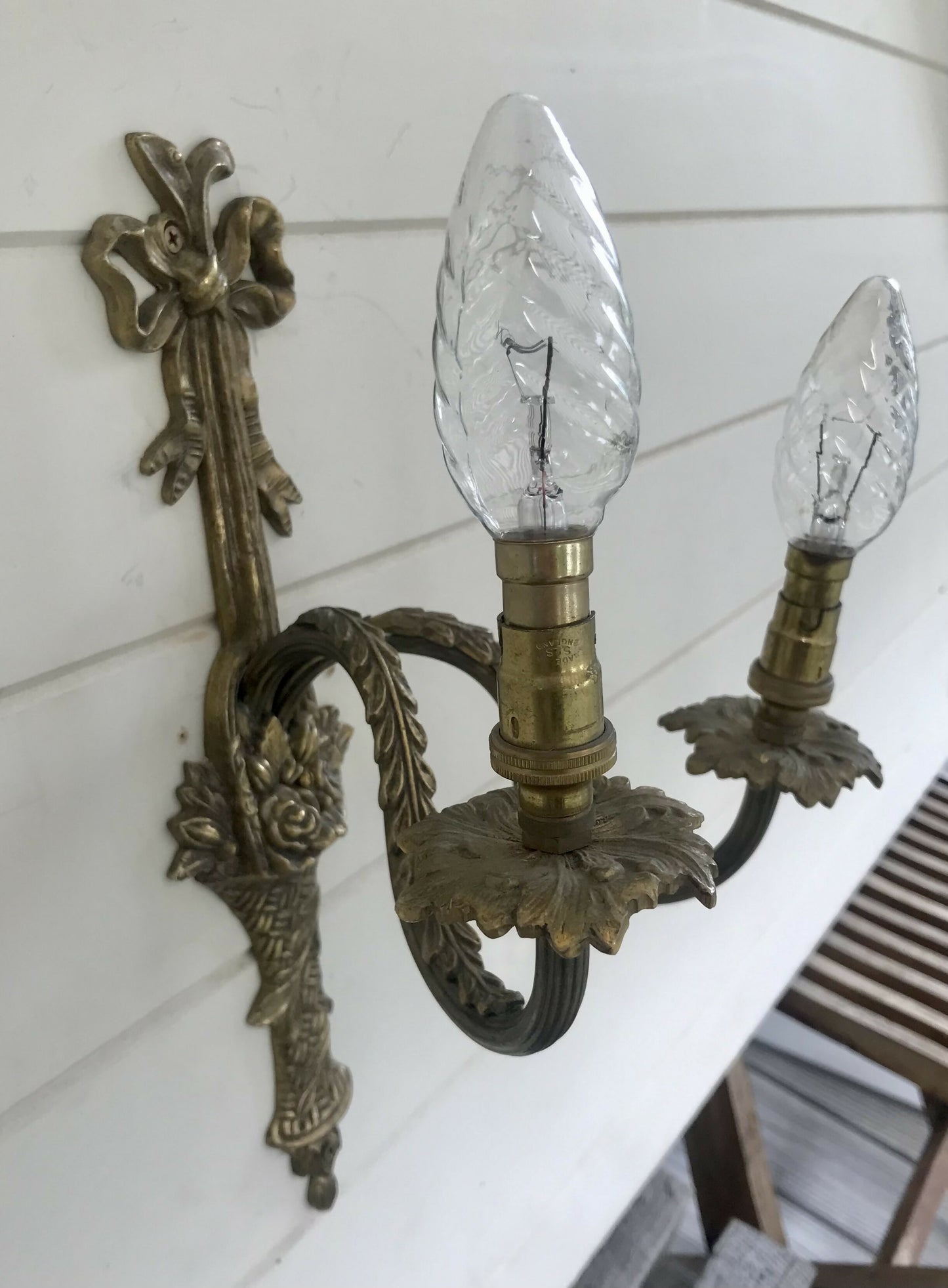 French brass wall sconce