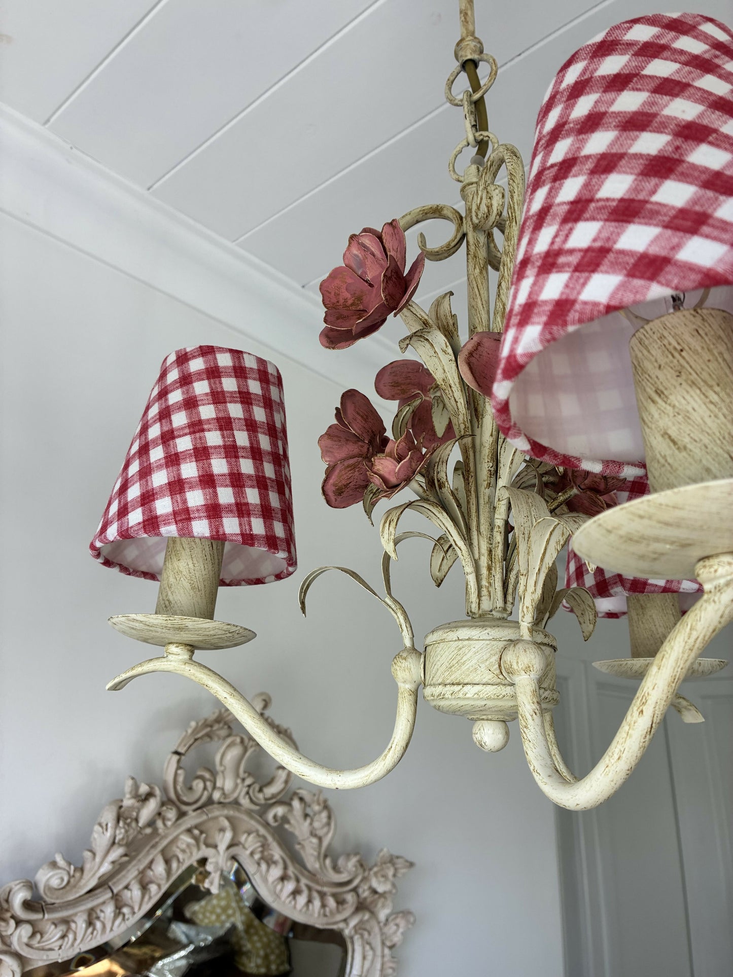 Tole Chandelier with shades