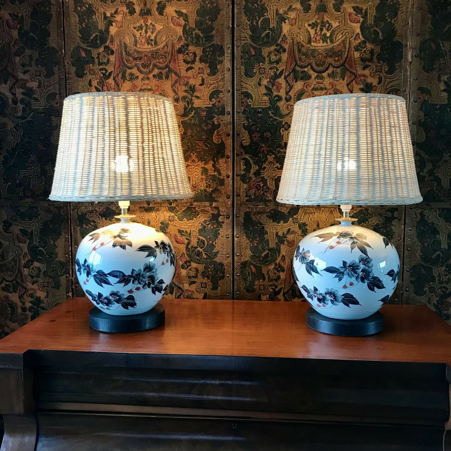 Pair of Large Chinoiserie Lamps