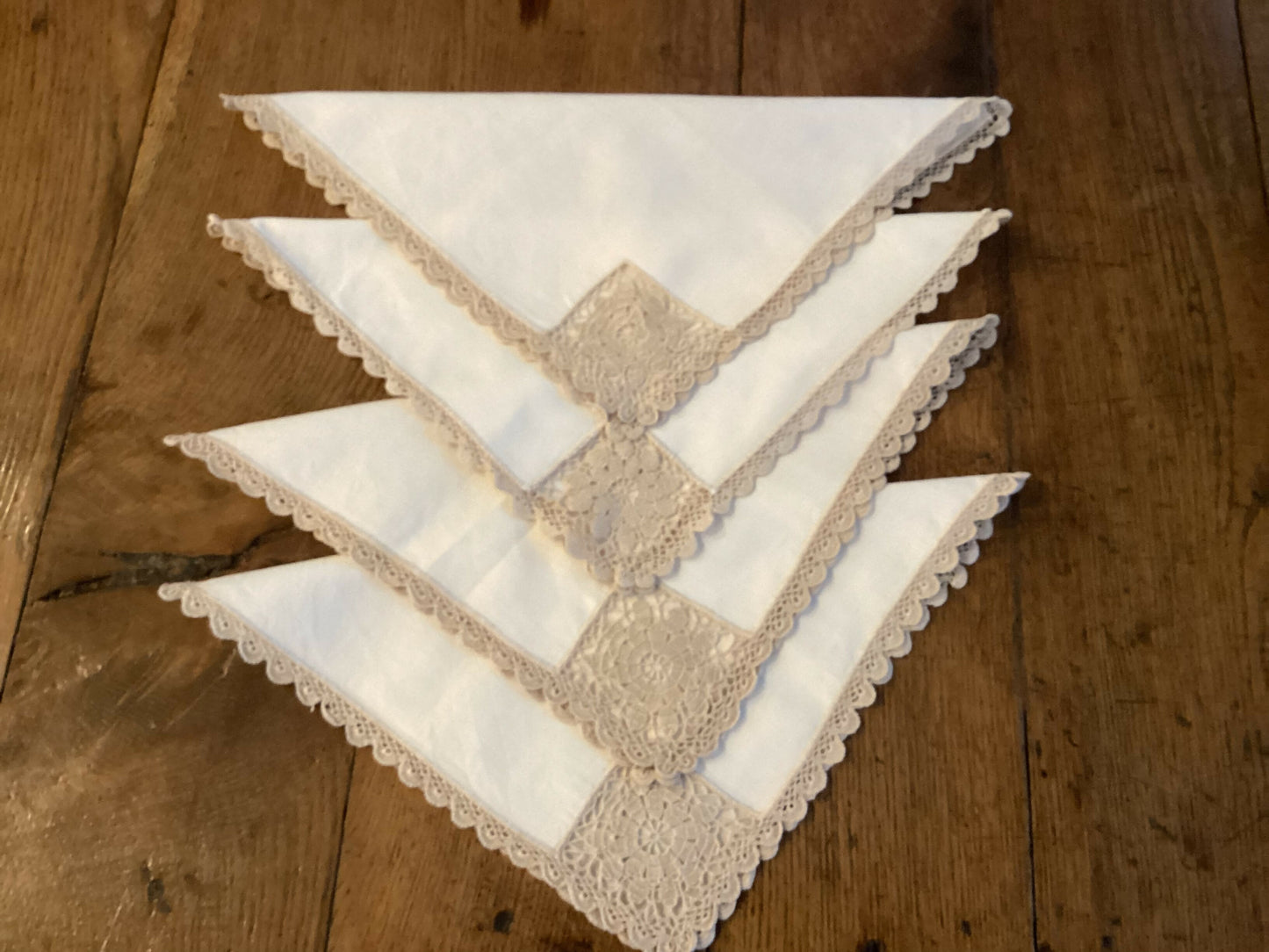 Vintage Ecru Table Napkins x 4