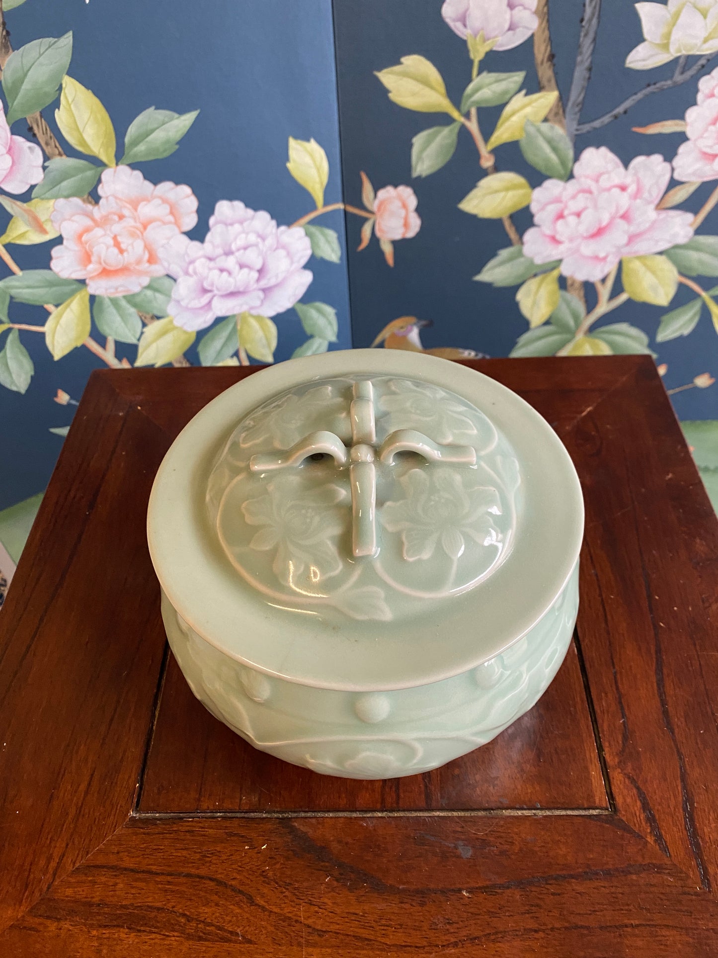 Celadon porcelain lidded pot