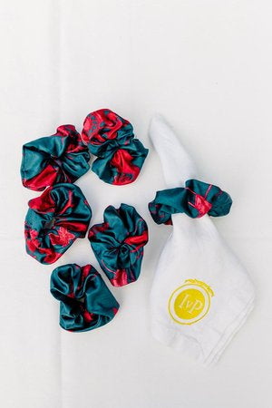 Teal Napkin Scrunchies Set of 6