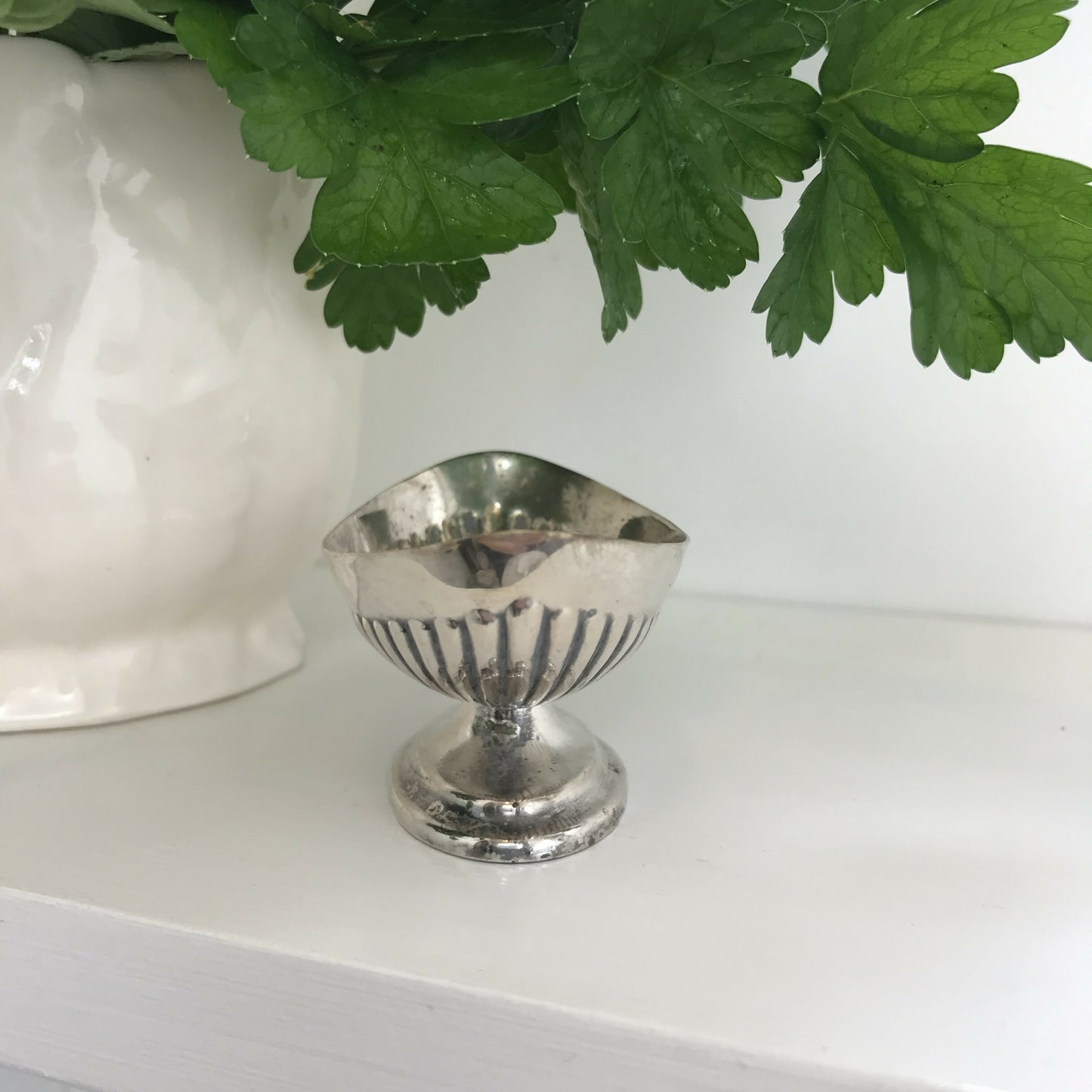 Small silver reeded dish