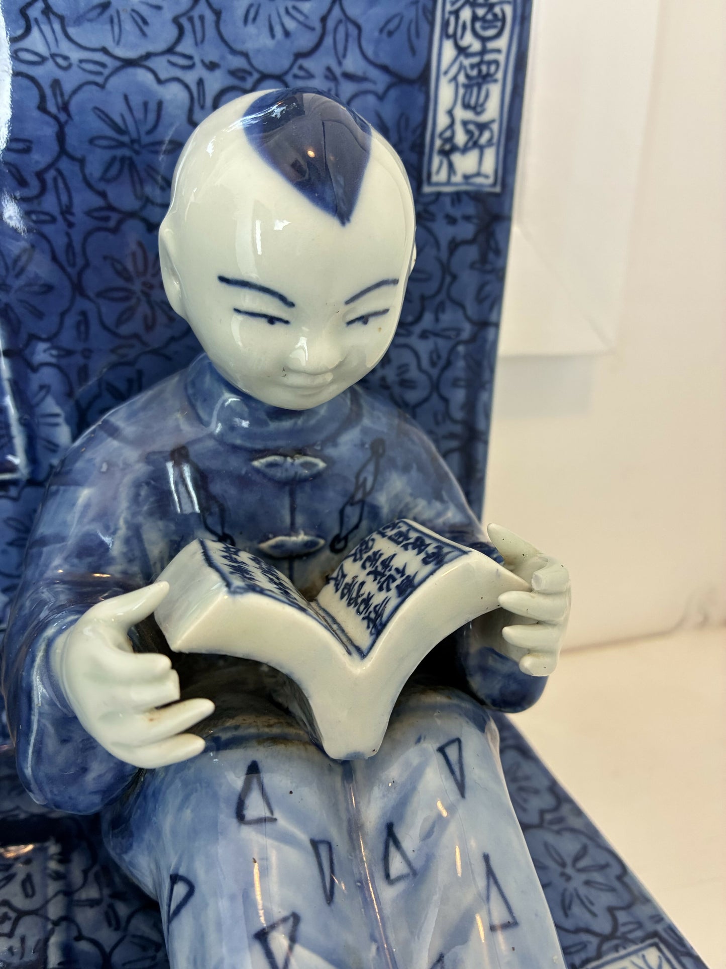 Chinese Nanking Porcelain Figurine Bookends