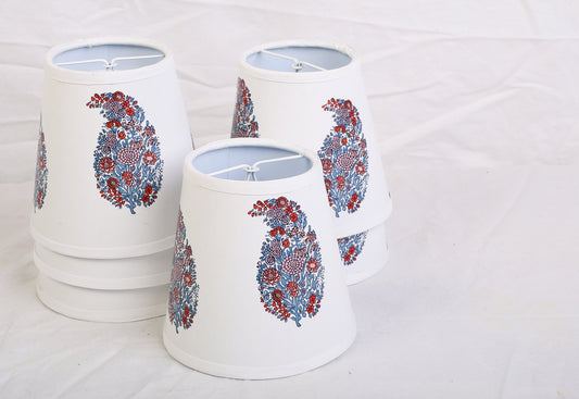 Paisley Candle Clip Lampshade - Blue, White and Red