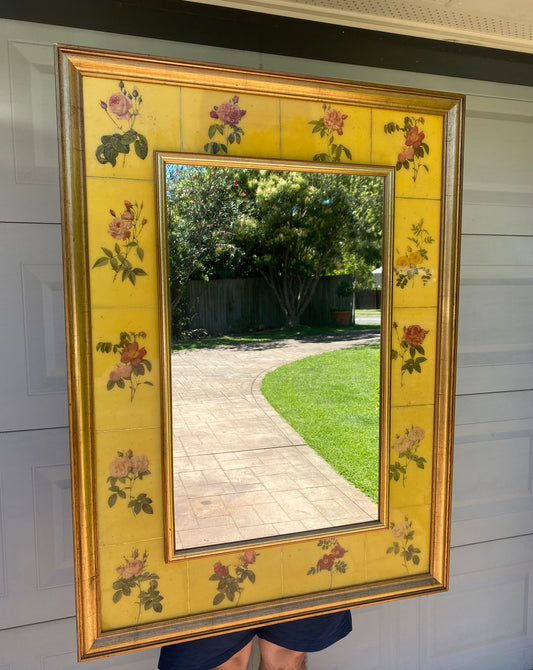 Large floral chintz mirror