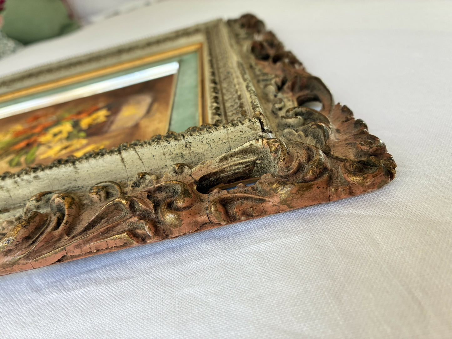 Floral Still Life in Antique Frame