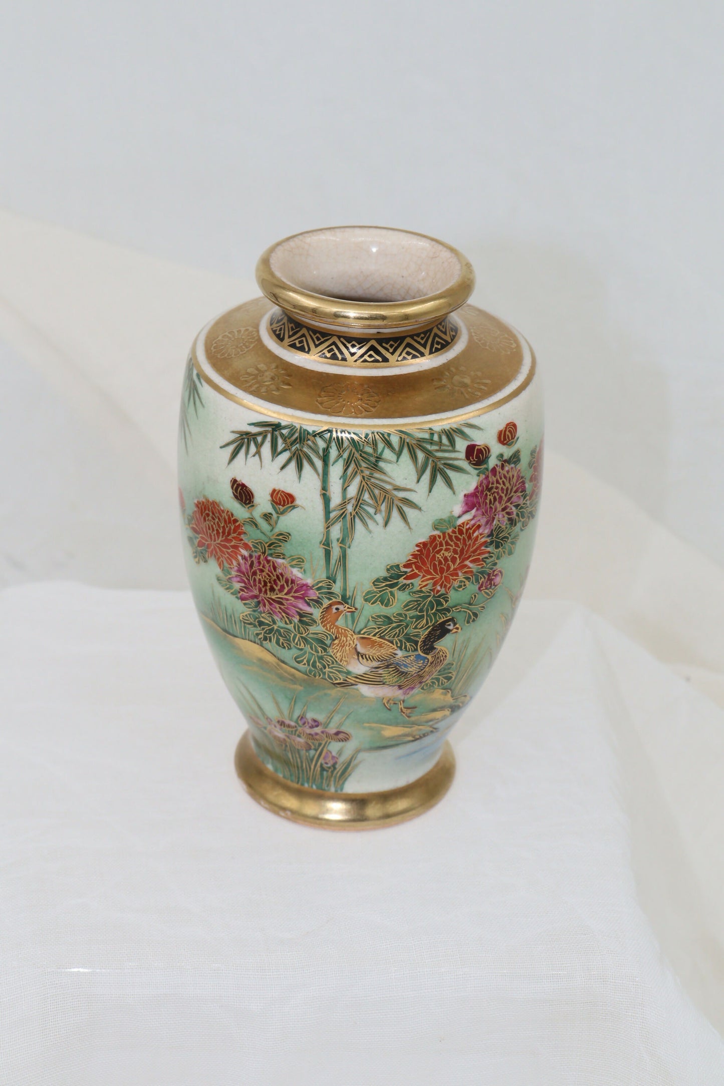 Small Japanese Satsuma hand painted vase