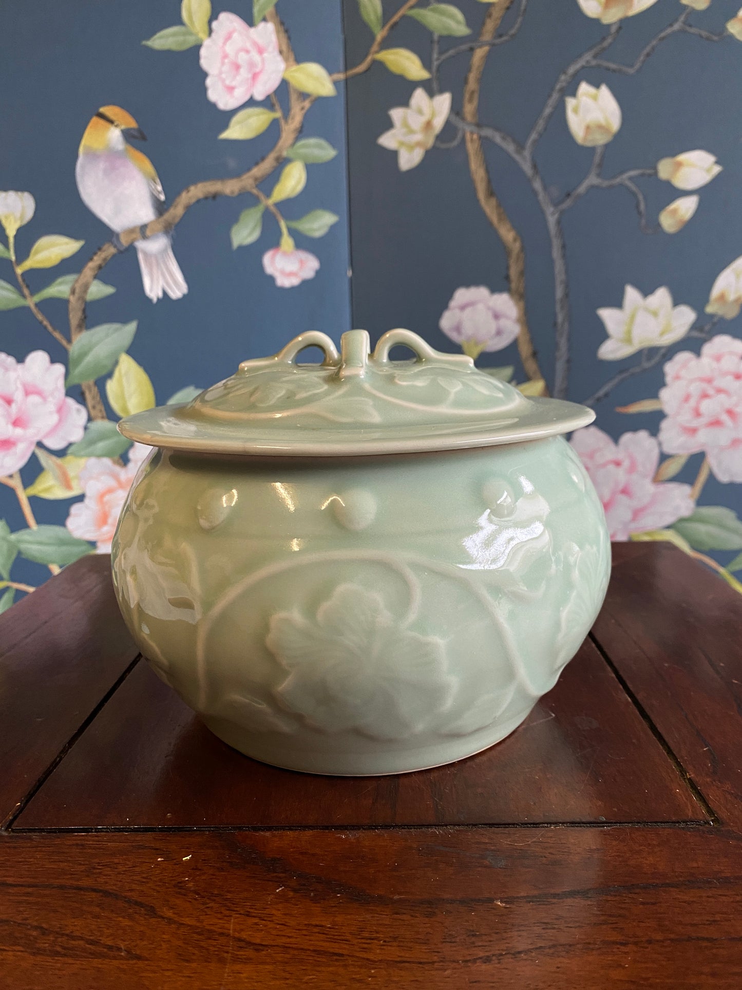 Celadon porcelain lidded pot