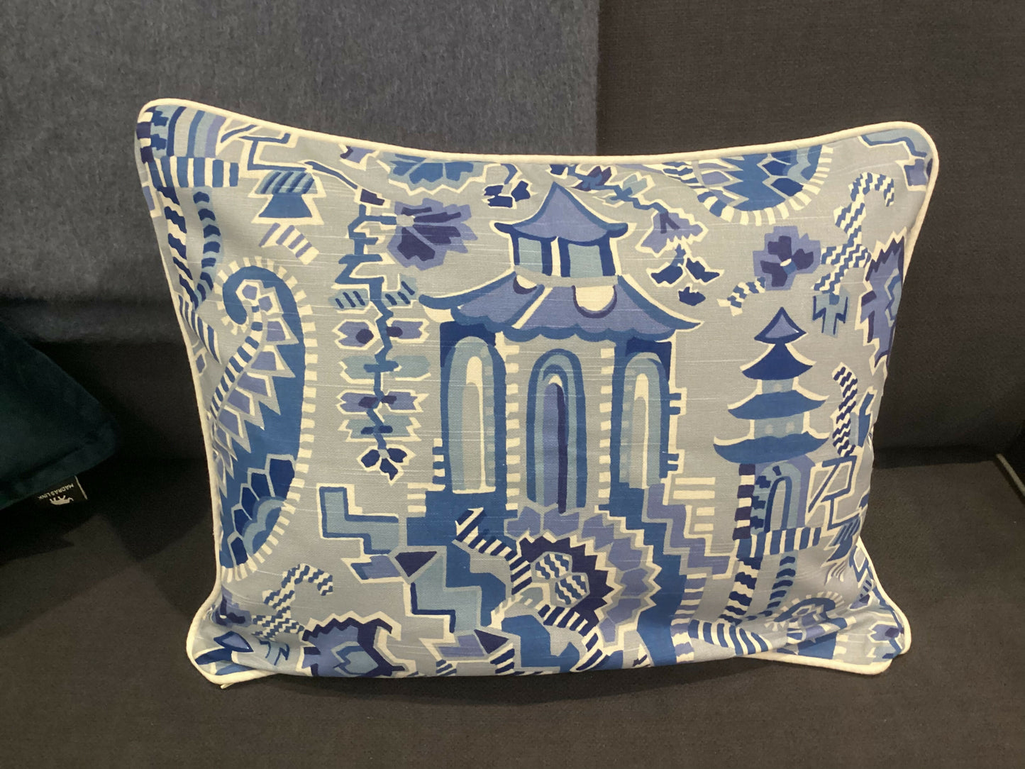 Chinoiserie cushion covers, blue and white