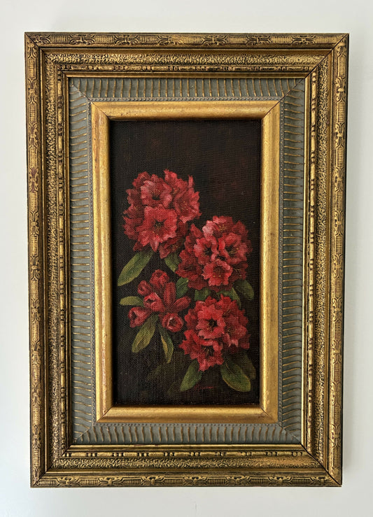 Rhododendrons in vintage gilt frame