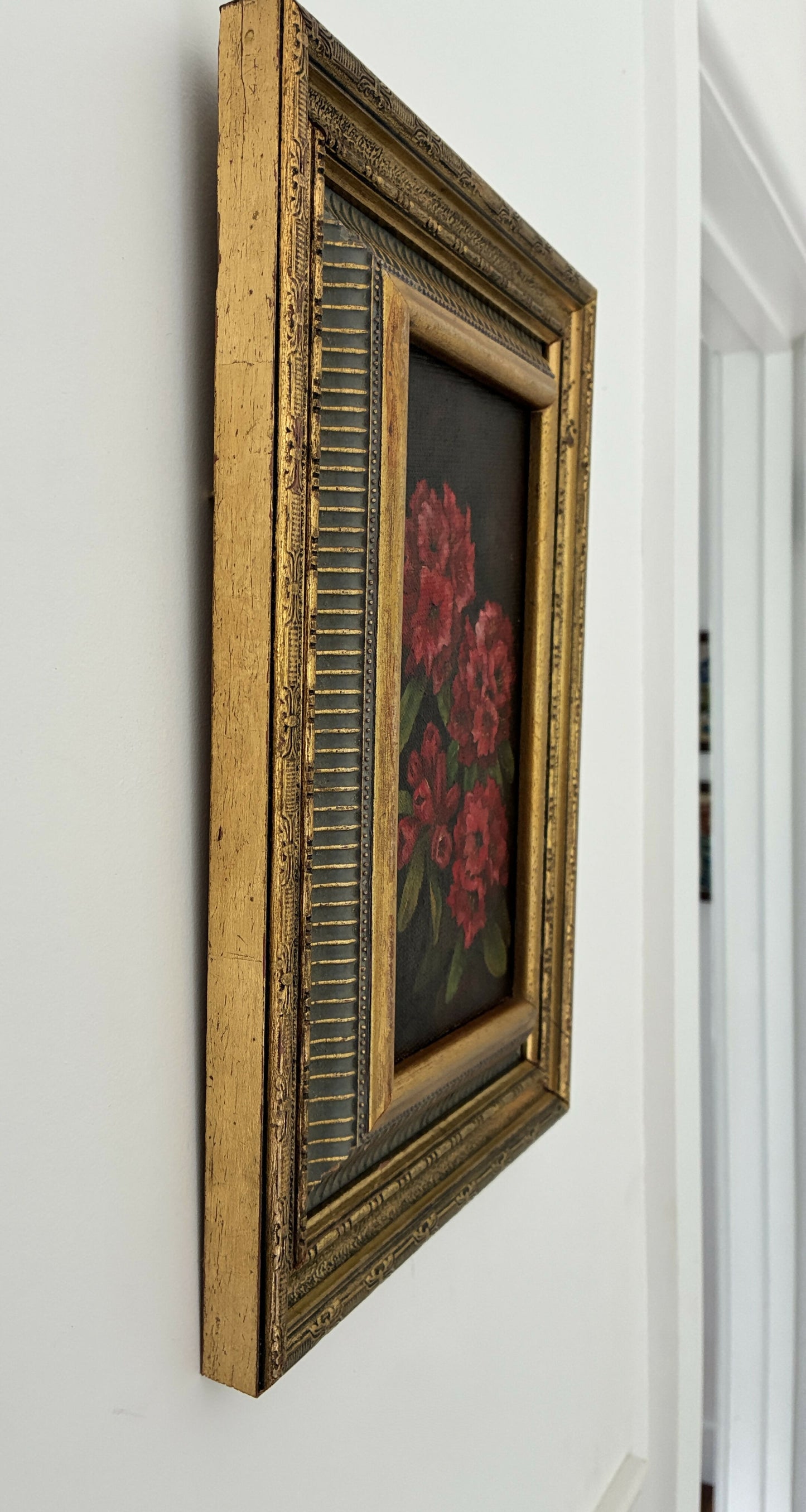 Rhododendrons in vintage gilt frame
