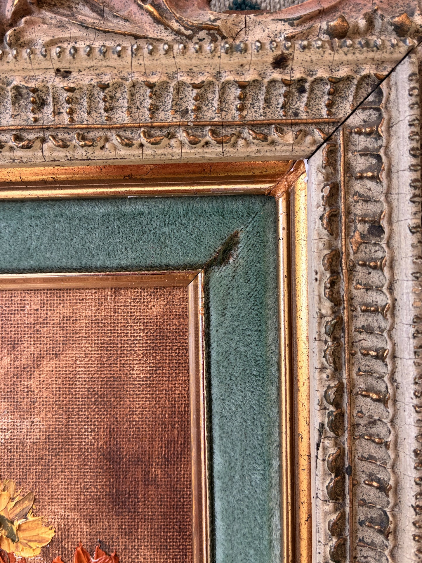 Floral Still Life in Antique Frame