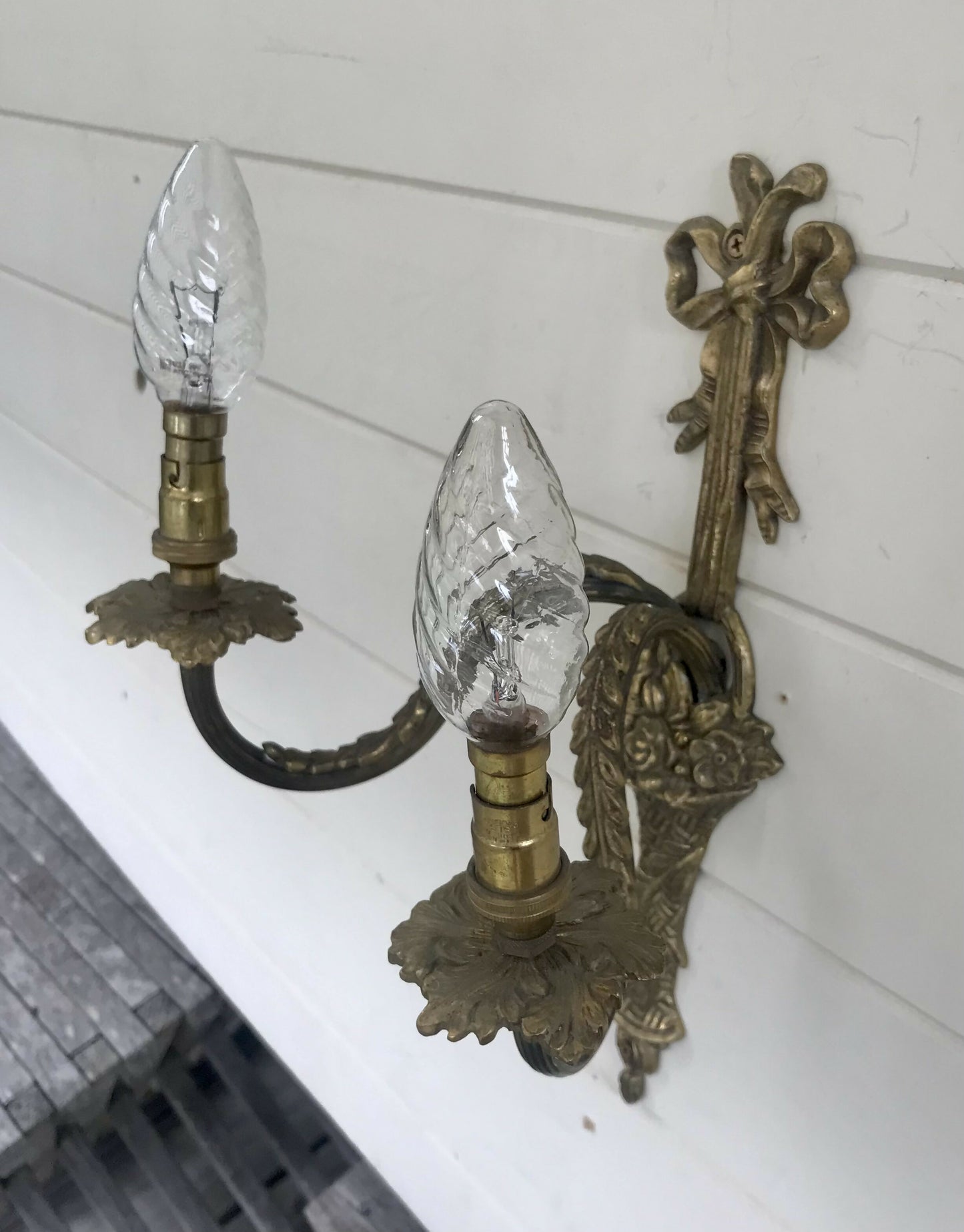 French brass wall sconce