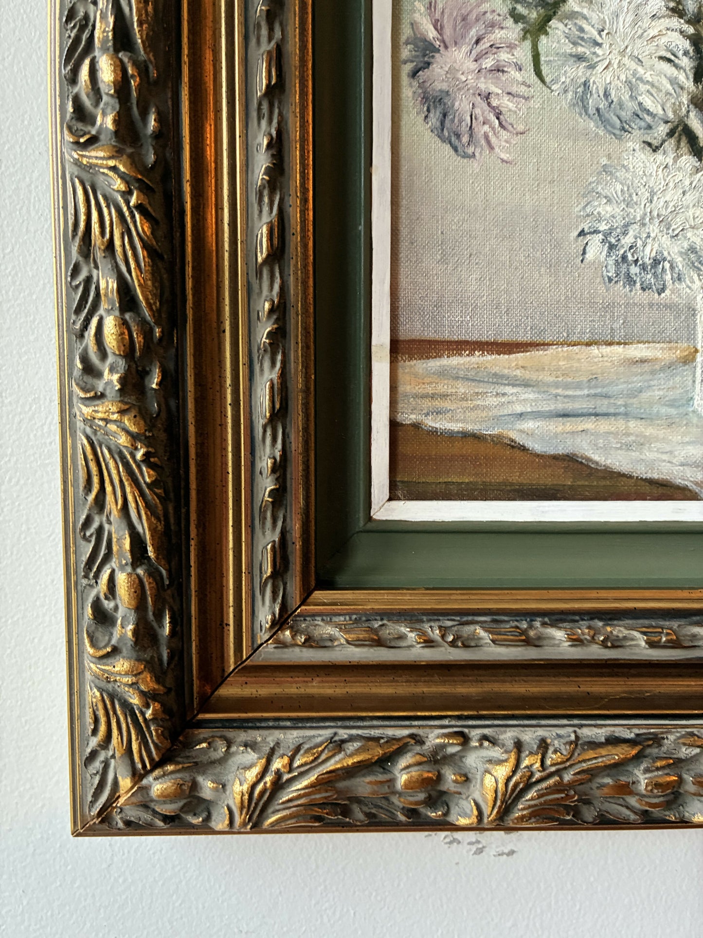 Asters in vintage gilt frame