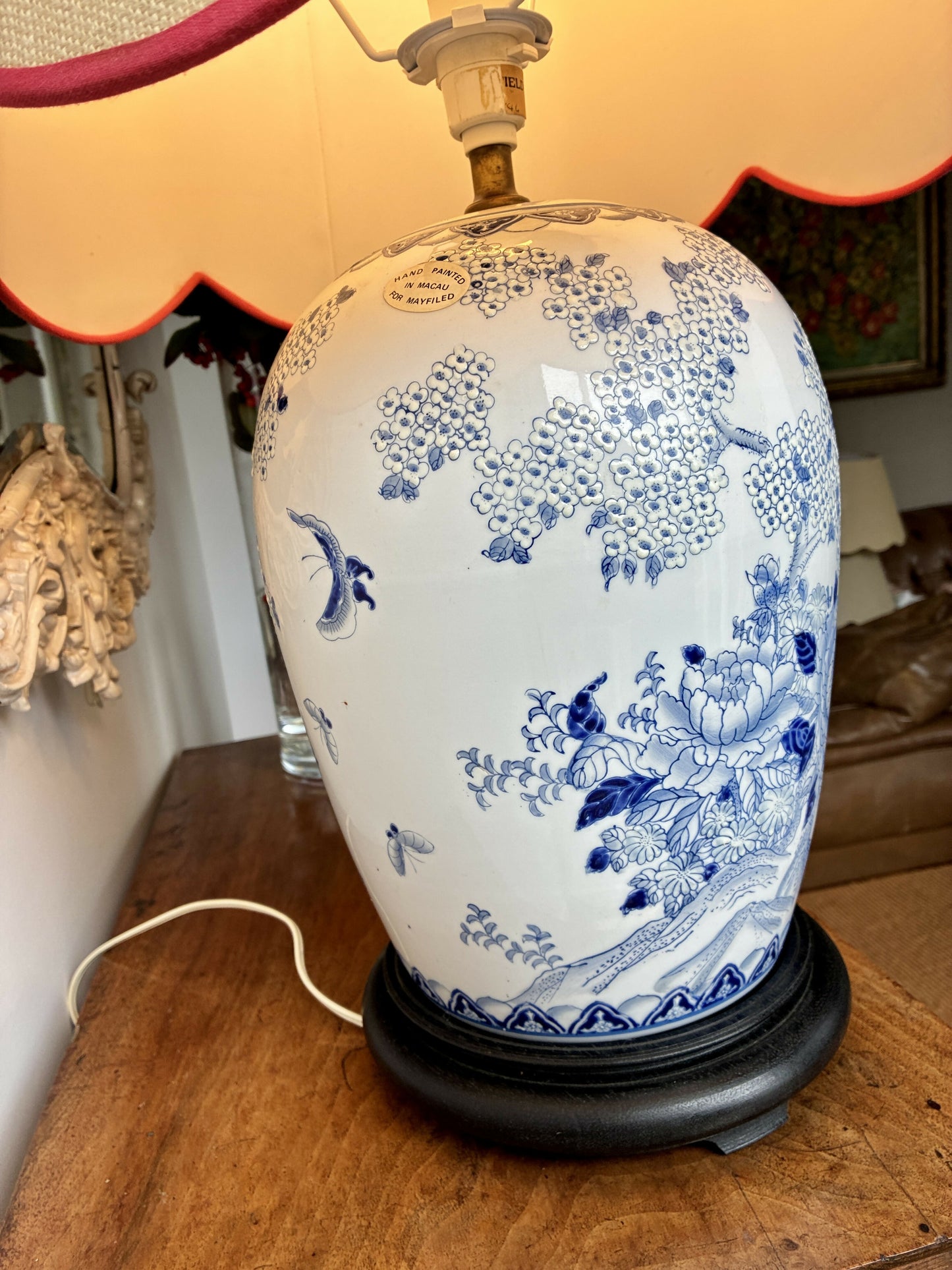 Large Blue and White Chinoiserie Lampbase