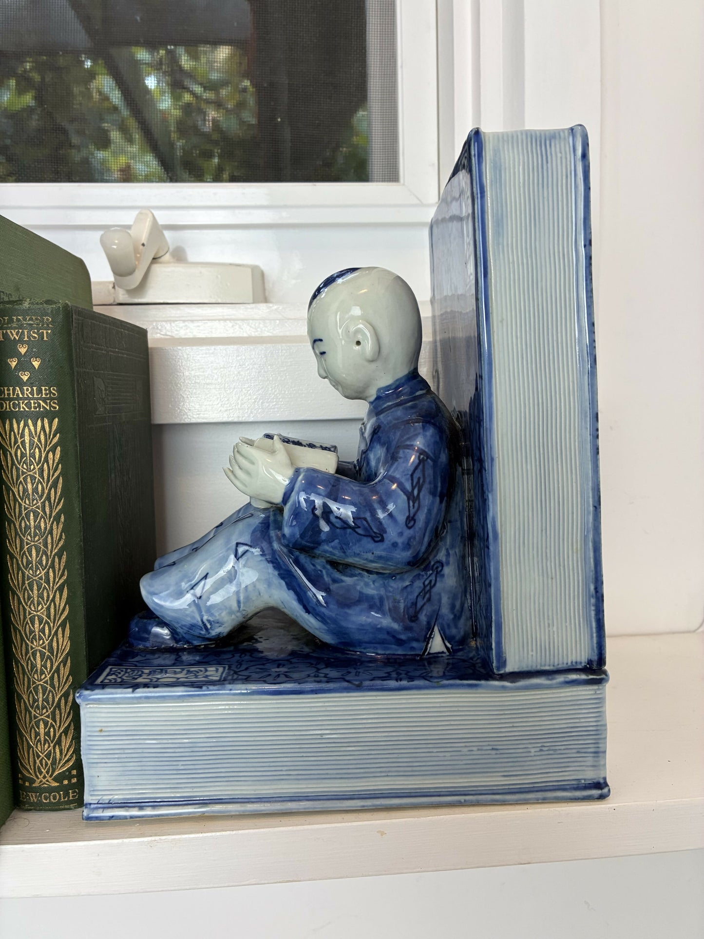 Chinese Nanking Porcelain Figurine Bookends